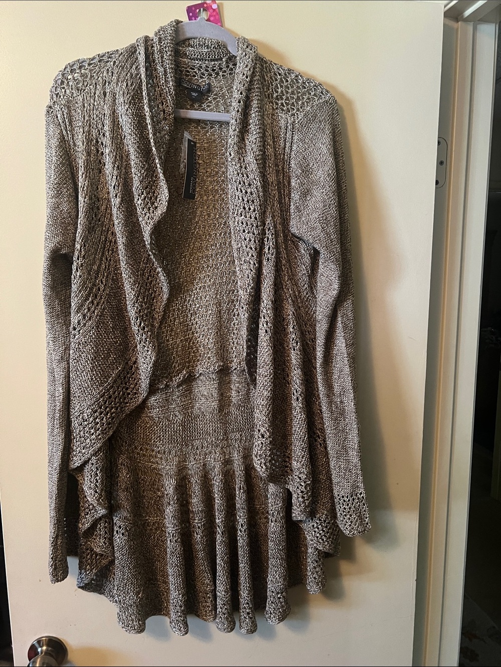 Covington Open-Front Taupe Knit Cardigan size 2x bnwts